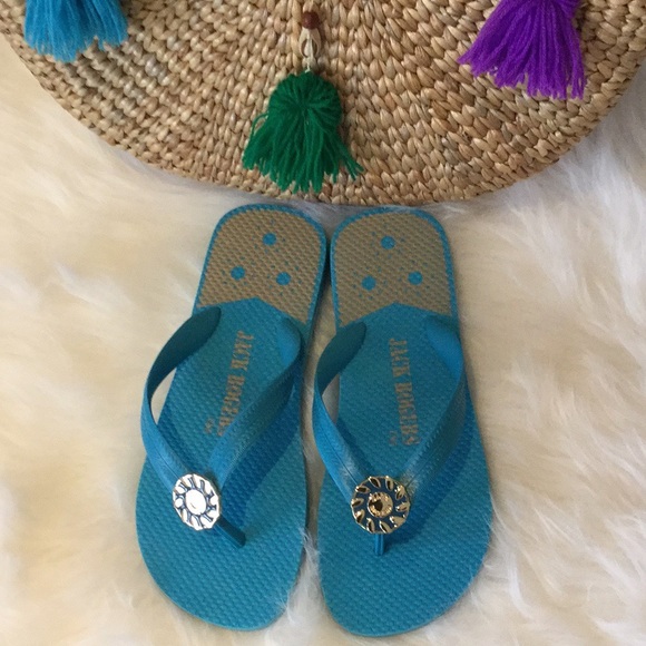 Jack Rogers | Shoes | Jack Rogers Turquoise Rubber Flip Flops Nwob ...